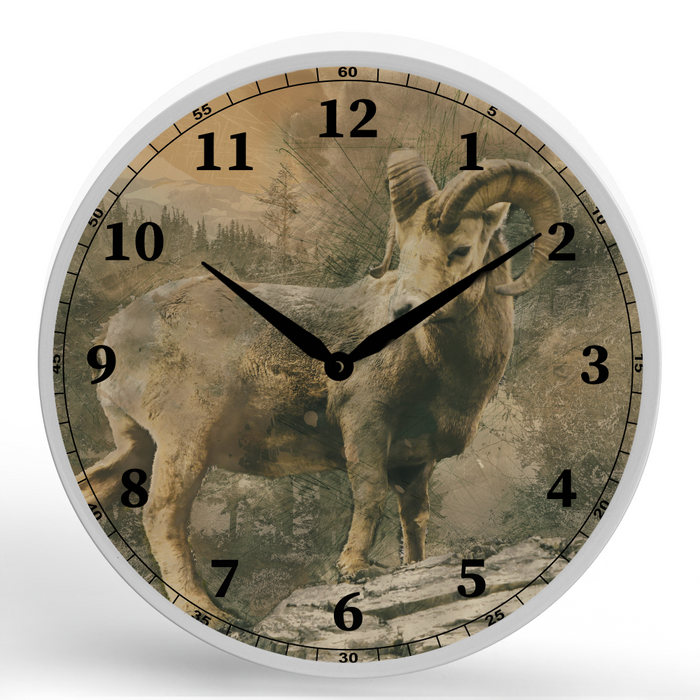 Bighorn <br>Round Framed Wall Clock 11.75"