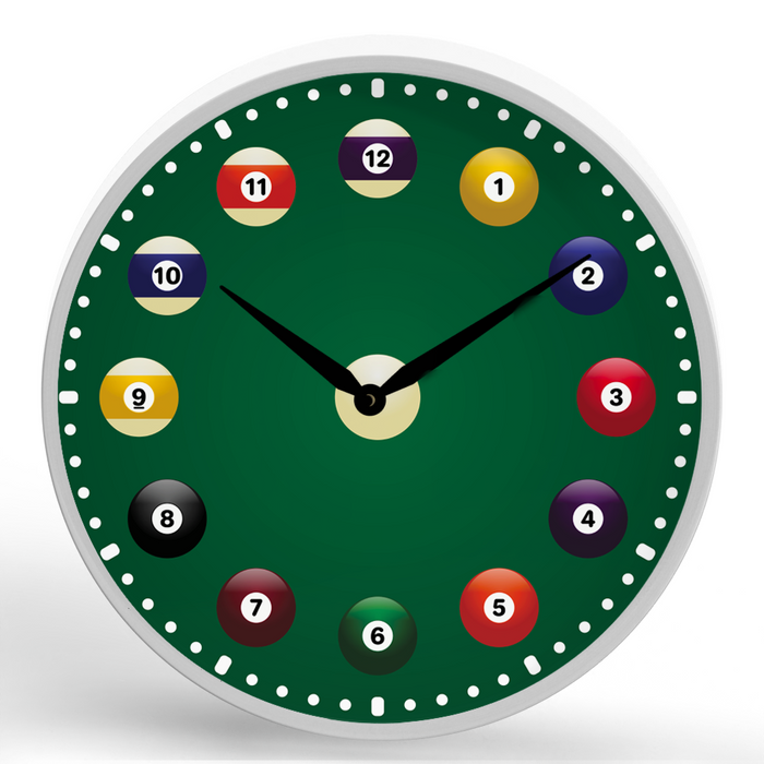 Billiards <br>Round Framed Wall Clock 11.75"