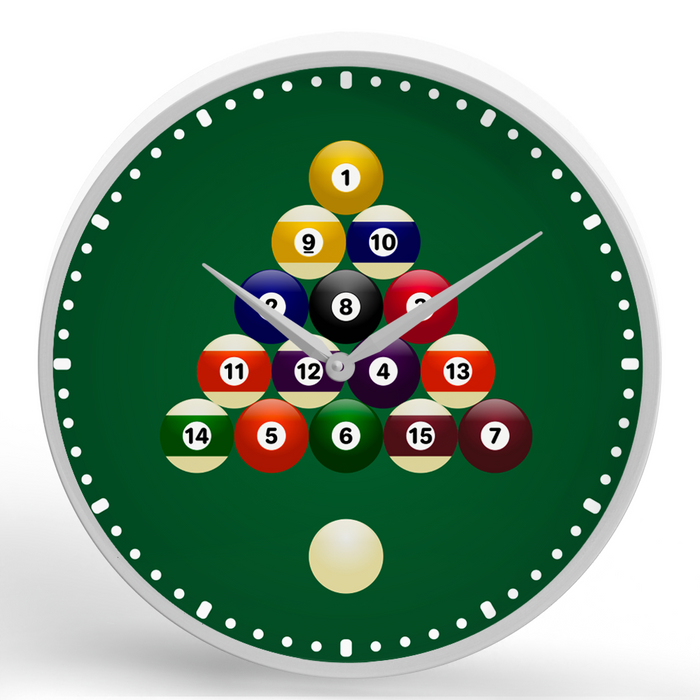 Billiards <br>Round Framed Wall Clock 11.75"