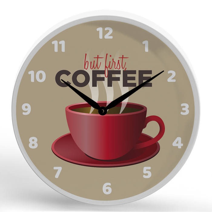 But First, Coffee <br>Round Framed Wall Clock 11.75"