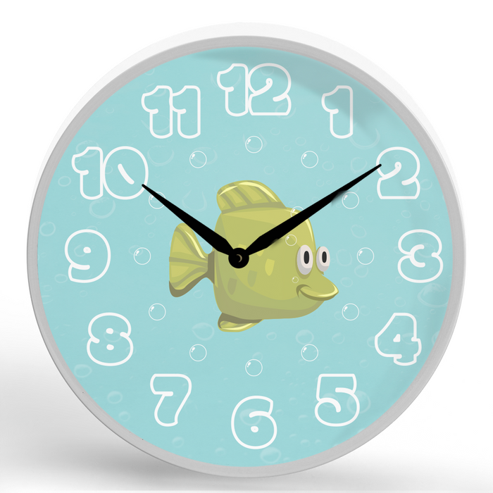Colorful Fish <br>Round Framed Wall Clock 11.75"