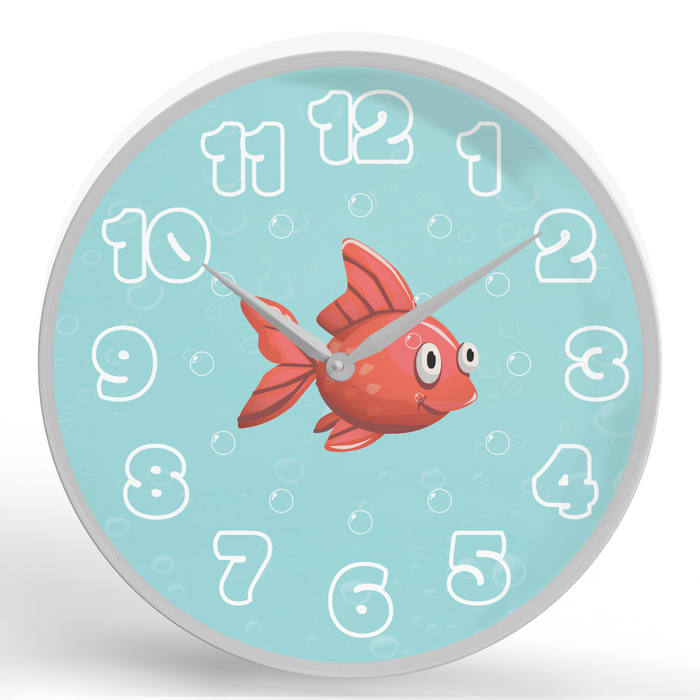 Colorful Fish <br>Round Framed Wall Clock 11.75"