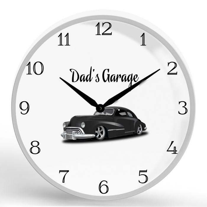 Dad's Garage <br>Round Framed Wall Clock 11.75"