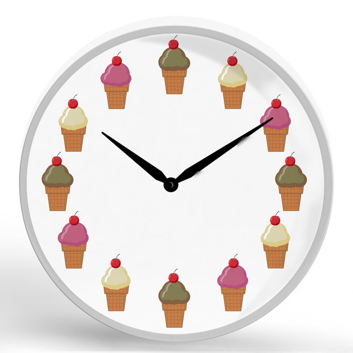 Ice Cream <br>Round Framed Wall Clock 11.75"