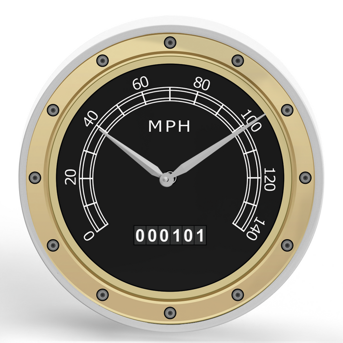 Speedometer <br>Round Framed Wall Clock 11.75"
