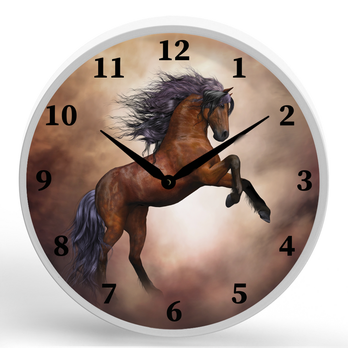 Stallion <br>Round Framed Wall Clock 11.75"