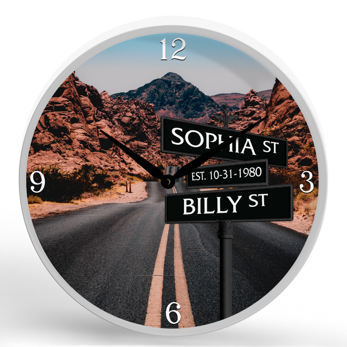 Street Names<br>Round Framed Wall Clock 11.75"