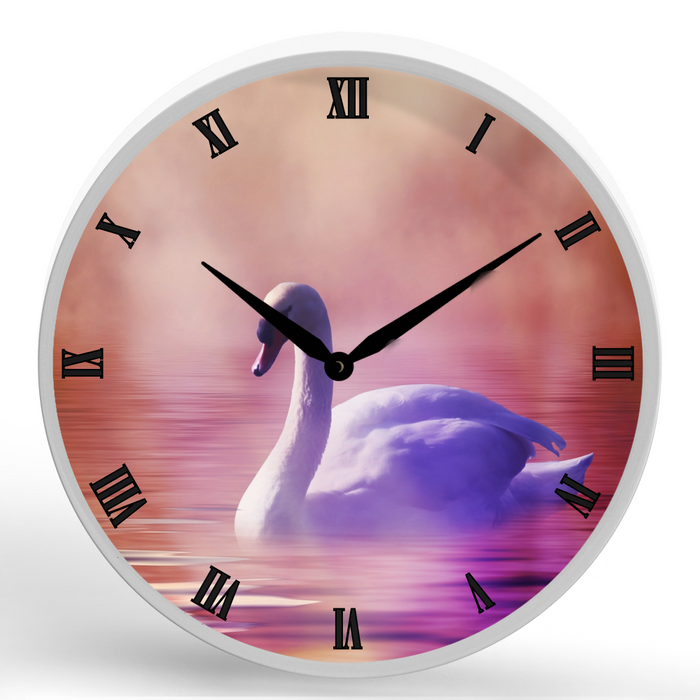 Swan <br>Round Framed Wall Clock 11.75"