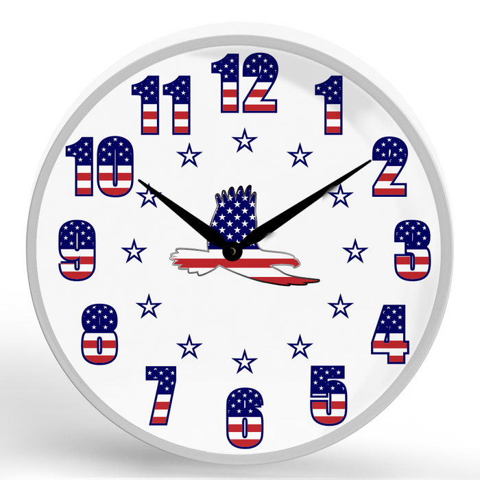 USA Eagle <br>Round Framed Wall Clock 11.75"
