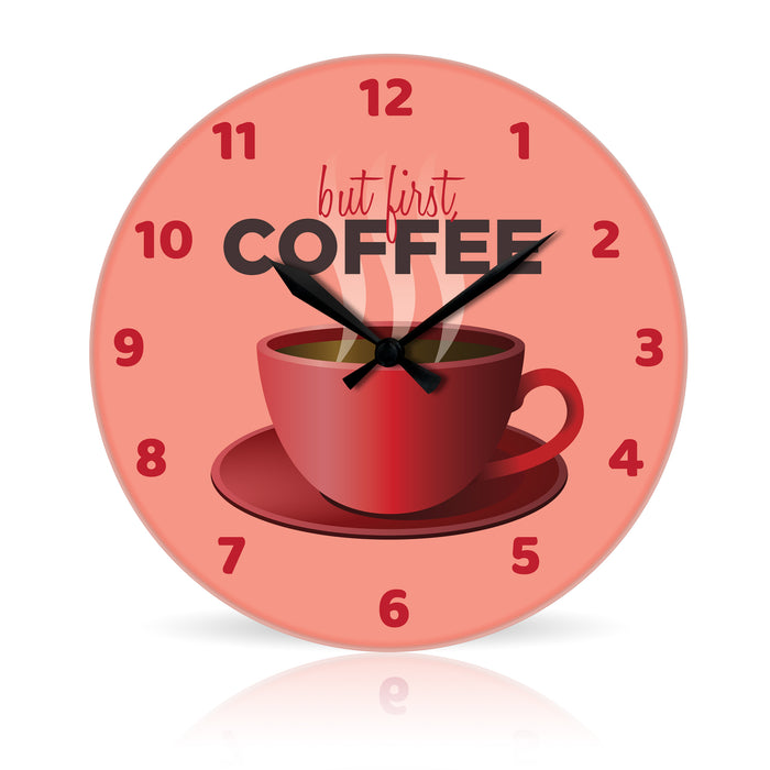 But First, Coffee <br>Round Acrylic Wall Clock 10.75"