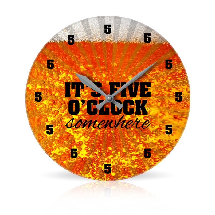 Five O'Clock Somewhere <br>Round Acrylic Wall Clock 10.75"