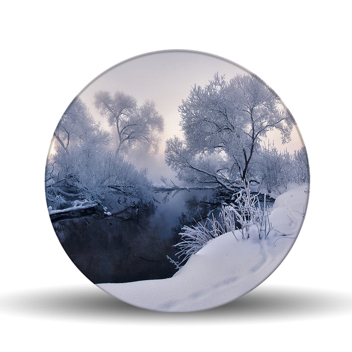 Frozen Lake Glass Lazy Susan Table Spinner 17.75"