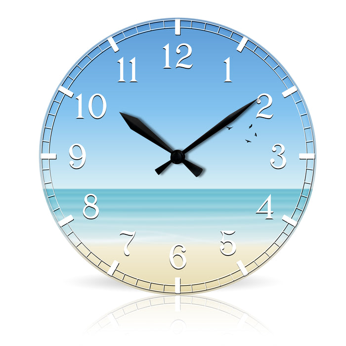 Beach Scene <br>Round Acrylic Wall Clock 10.75"