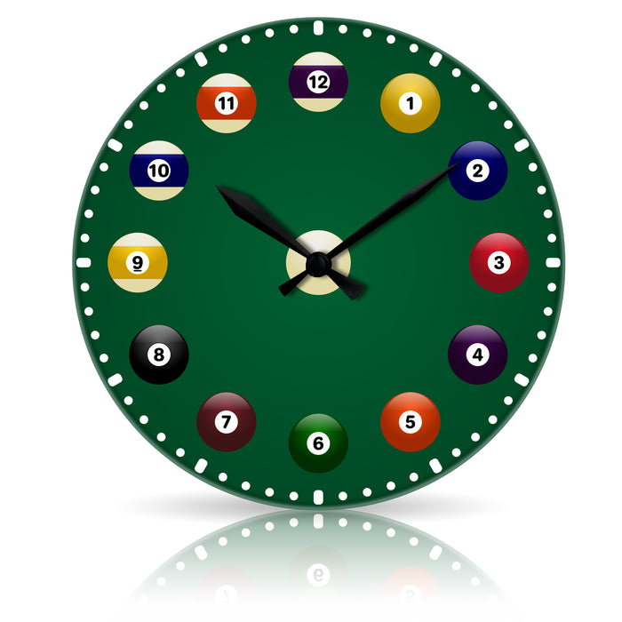 Billiards <br>Round Acrylic Wall Clock 10.75"