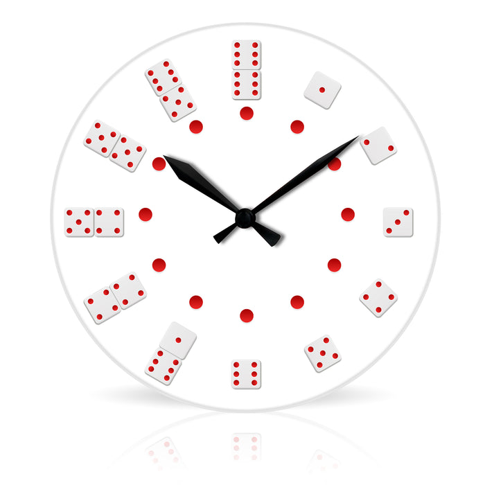 Dice 'n Dominoes <br>Round Acrylic Wall Clock 10.75"