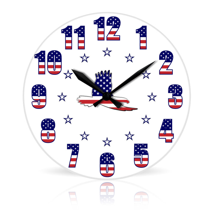 USA Eagle <br>Round Acrylic Wall Clock 10.75"