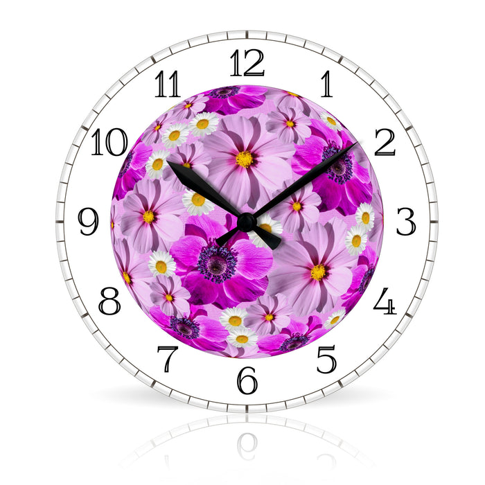 Flowers Round <br>Round Acrylic Wall Clock 10.75"