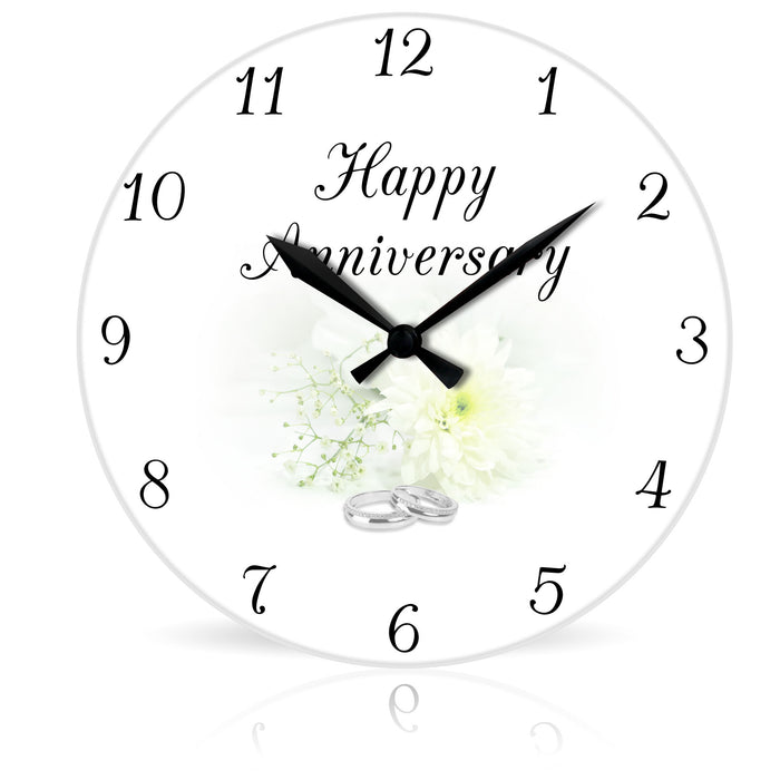 Happy Anniversary <br>Round Acrylic Wall Clock 10.75"