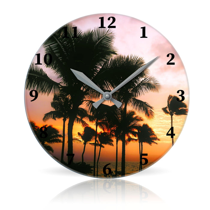 Palms <br>Round Acrylic Wall Clock 10.75"