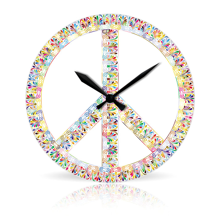 Peace <br>Round Acrylic Wall Clock 10.75"