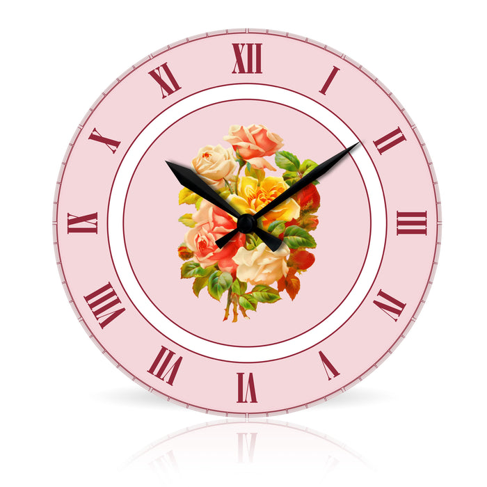 Rose Bouquet <br>Round Acrylic Wall Clock 10.75"
