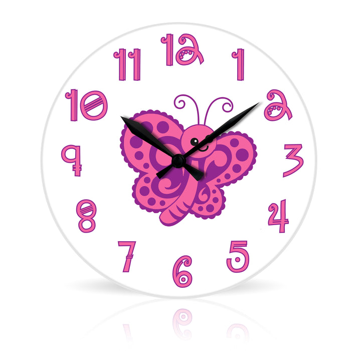 Smiley Butterfly <br>Round Acrylic Wall Clock 10.75"