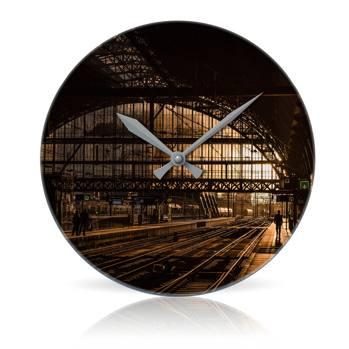 Train Station <br>Round Acrylic Wall Clock 10.75"