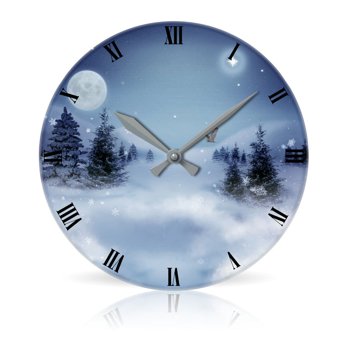 Winter <br>Round Acrylic Wall Clock 10.75"