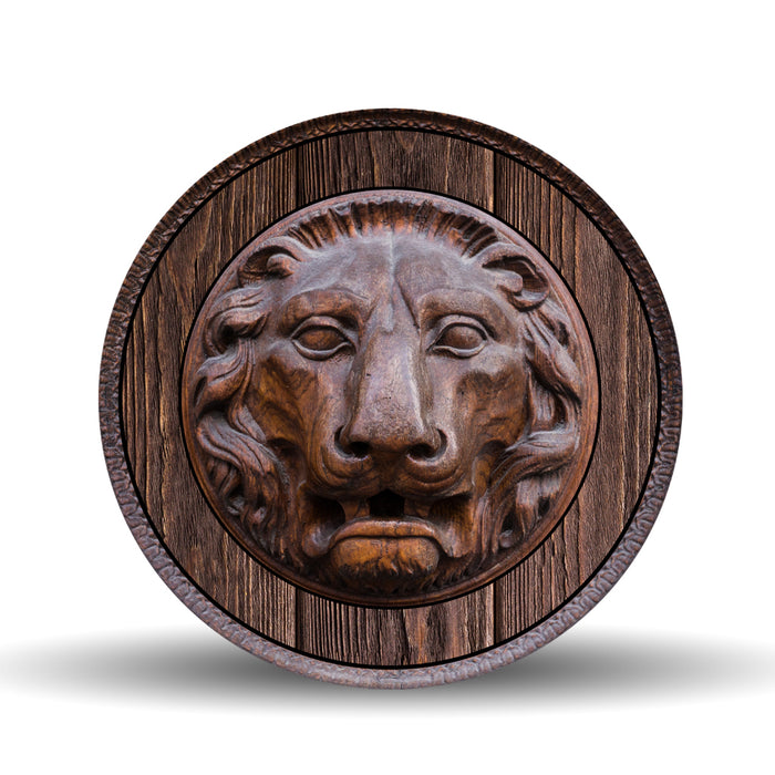 Wood Lion <br>Glass Table Spinner 17.75"